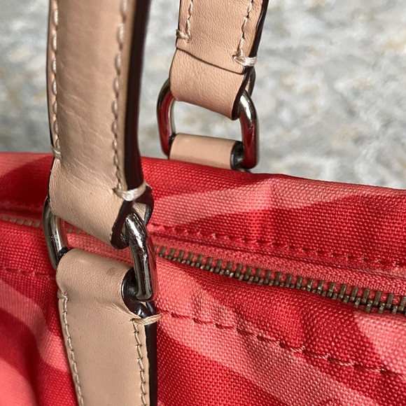 Coach 2013 Orange-Peach Zebra Print Canvas Tote with Leather Trim F23283 - Picture 6 of 16